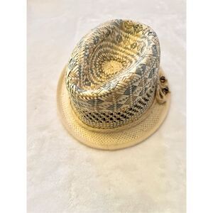 Juicy Couture Two-Tone Straw Fedora Hat in Natural and Light Blue